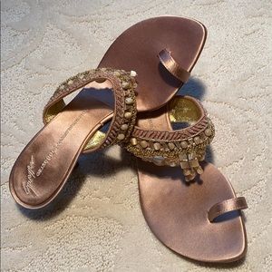 Giuseppe Zanotti pink silk sandals with jewels